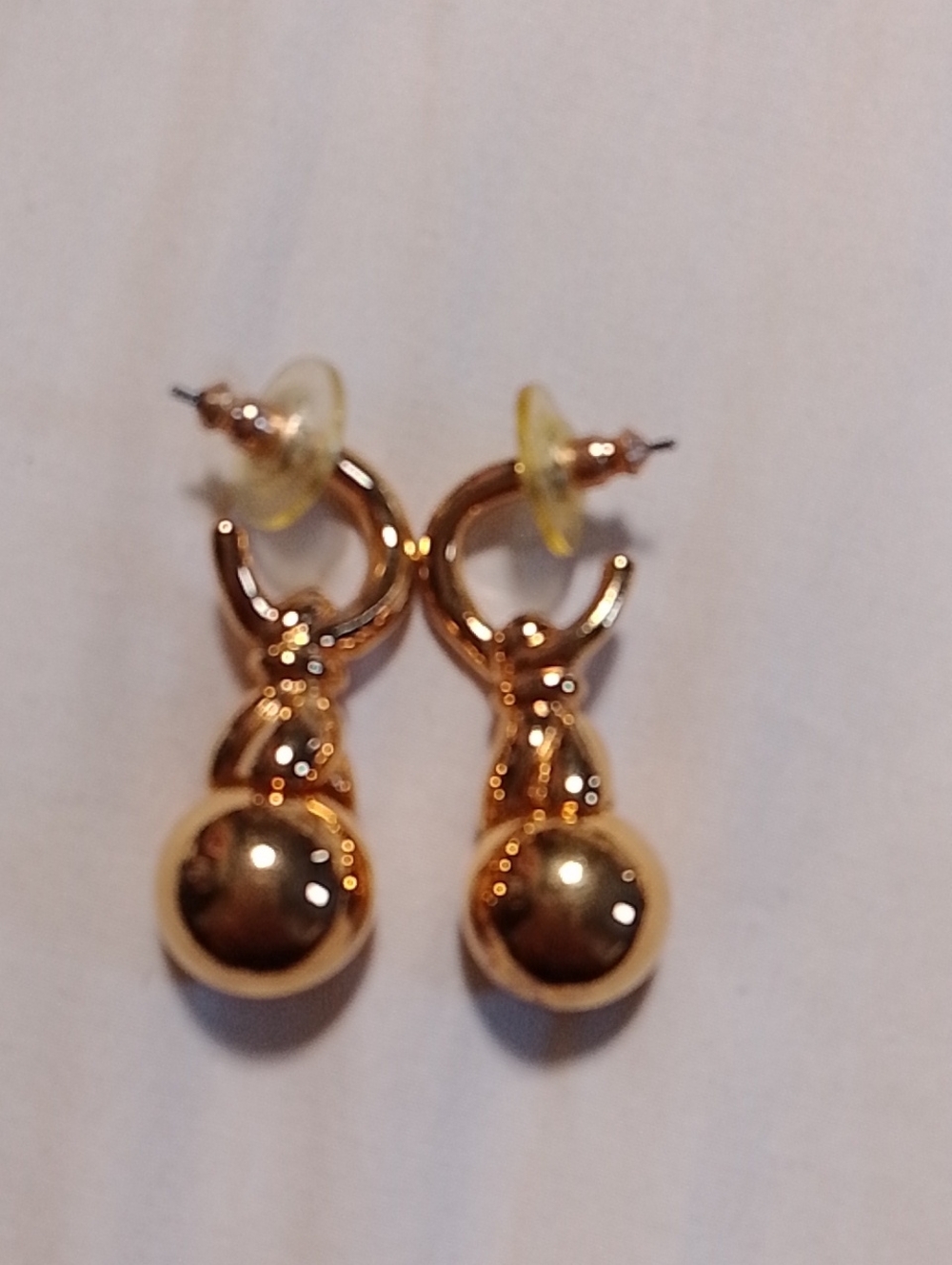 Gold Drop Ball Hoop Earrings - Women Jewelry